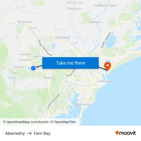 Abernethy to Fern Bay map