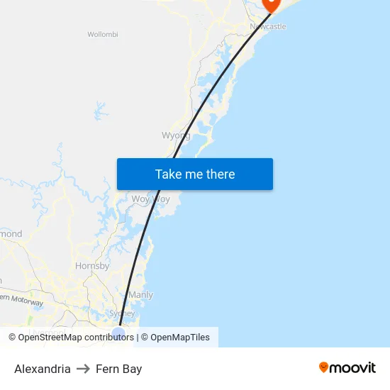 Alexandria to Fern Bay map