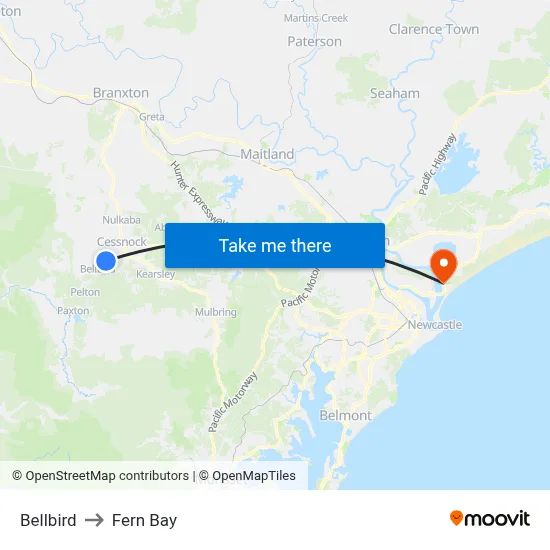 Bellbird to Fern Bay map