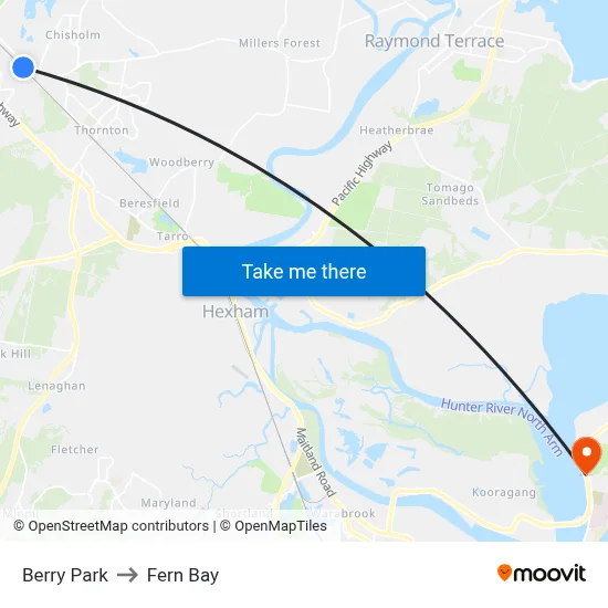 Berry Park to Fern Bay map