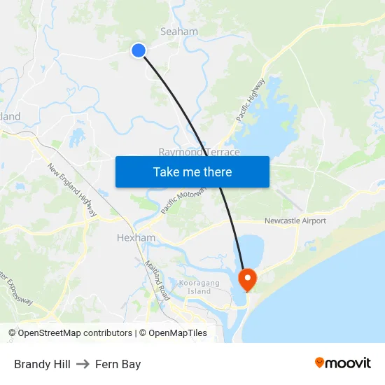 Brandy Hill to Fern Bay map