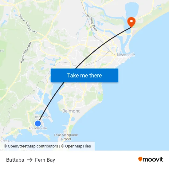 Buttaba to Fern Bay map