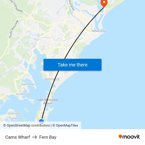 Cams Wharf to Fern Bay map