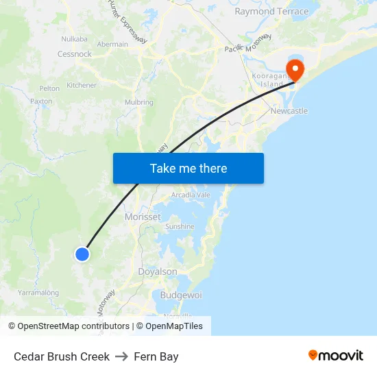 Cedar Brush Creek to Fern Bay map
