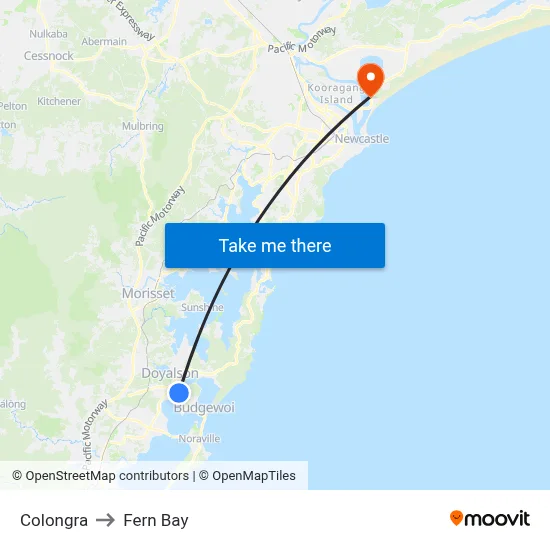 Colongra to Fern Bay map