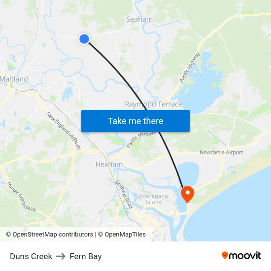 Duns Creek to Fern Bay map