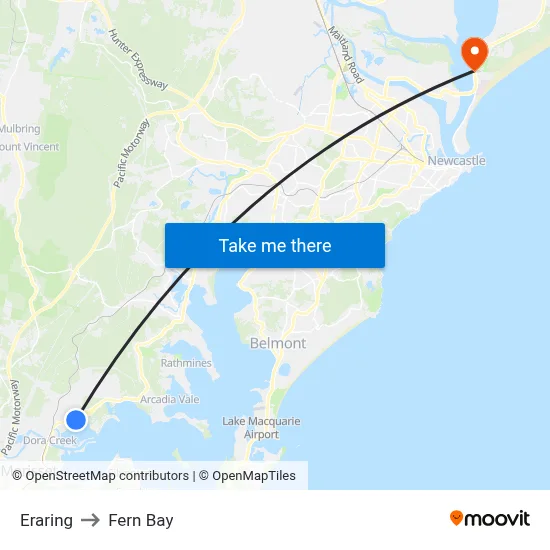 Eraring to Fern Bay map