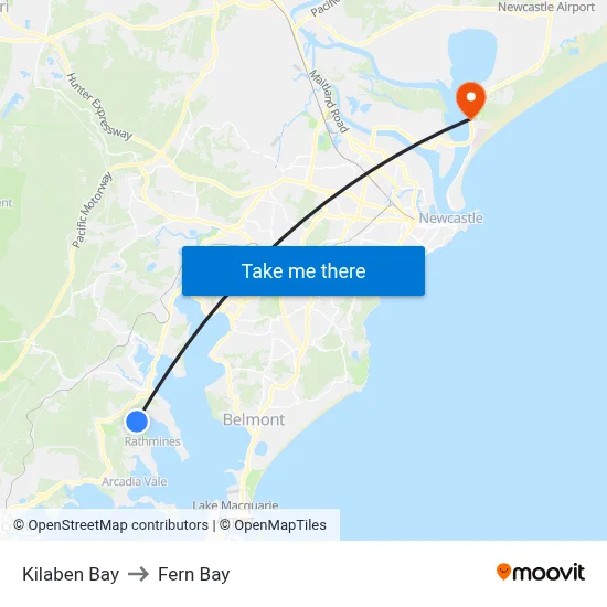 Kilaben Bay to Fern Bay map