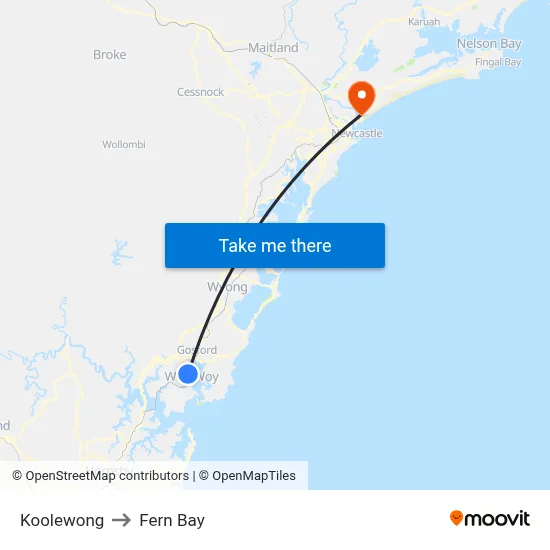 Koolewong to Fern Bay map