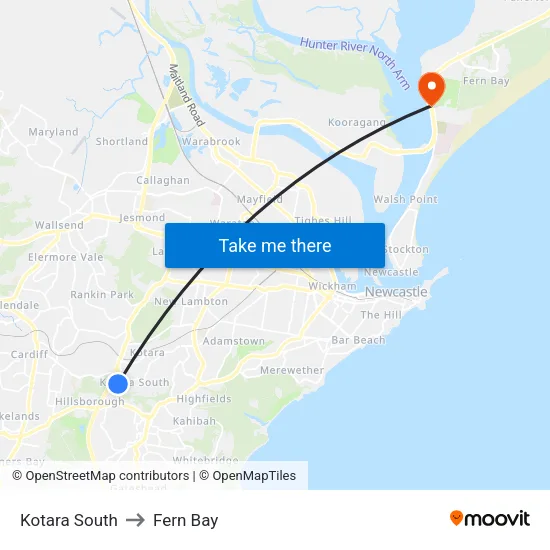 Kotara South to Fern Bay map