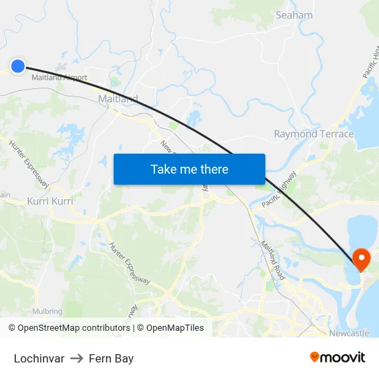 Lochinvar to Fern Bay map