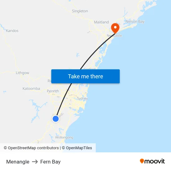 Menangle to Fern Bay map