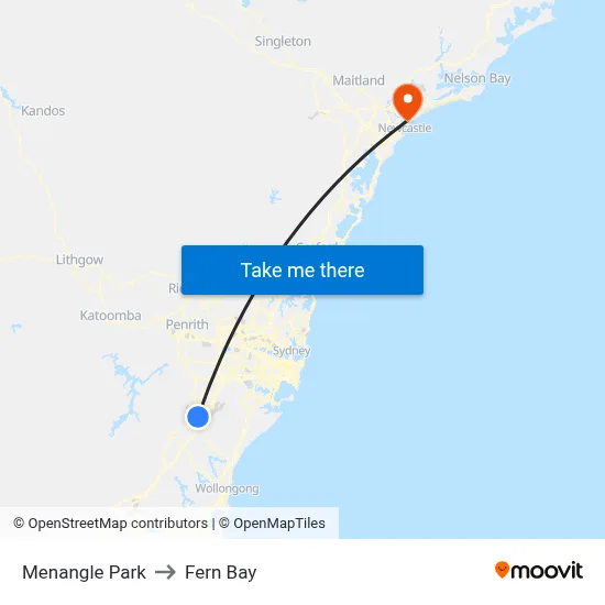 Menangle Park to Fern Bay map