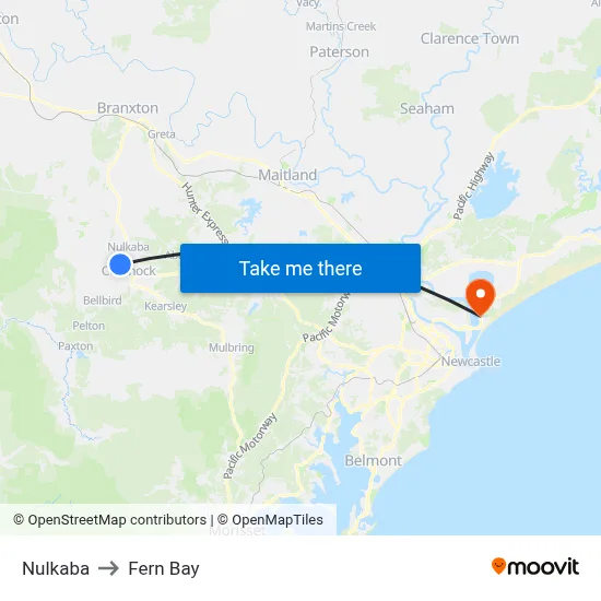 Nulkaba to Fern Bay map