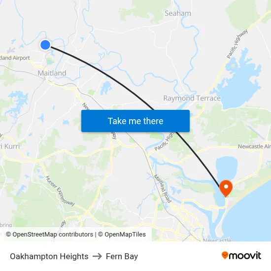 Oakhampton Heights to Fern Bay map