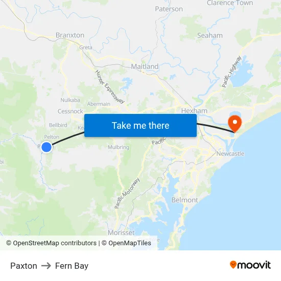 Paxton to Fern Bay map
