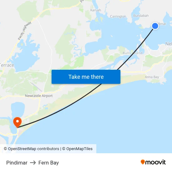 Pindimar to Fern Bay map