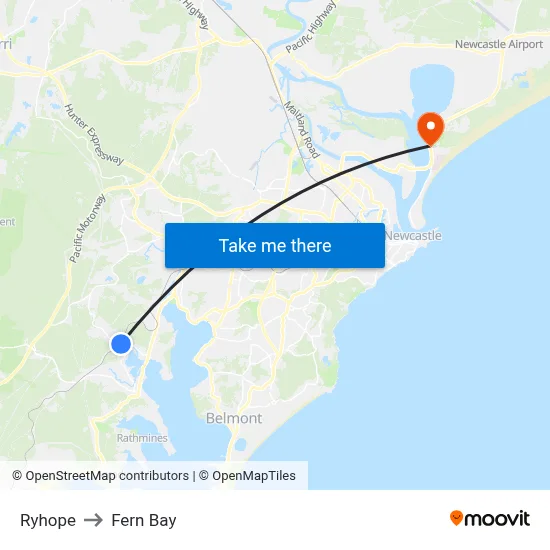 Ryhope to Fern Bay map