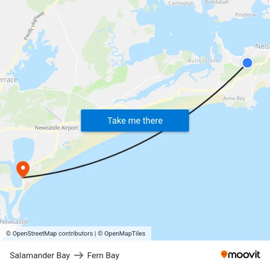 Salamander Bay to Fern Bay map
