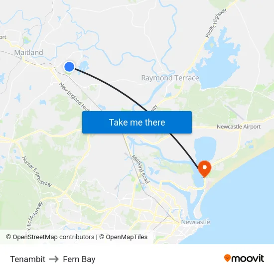 Tenambit to Fern Bay map