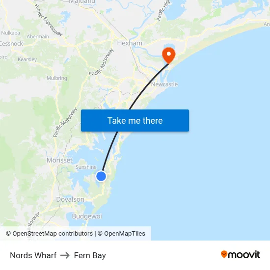 Nords Wharf to Fern Bay map