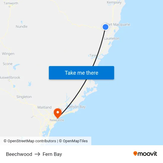 Beechwood to Fern Bay map