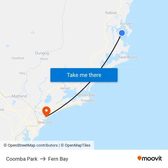 Coomba Park to Fern Bay map