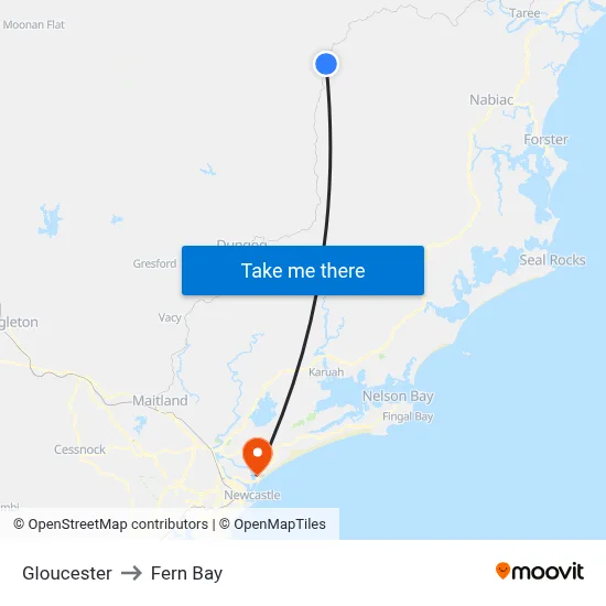 Gloucester to Fern Bay map