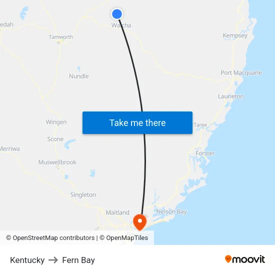 Kentucky to Fern Bay map