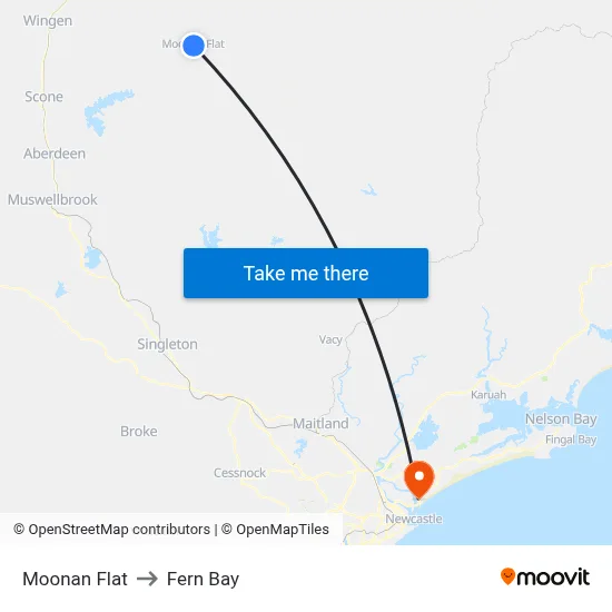 Moonan Flat to Fern Bay map