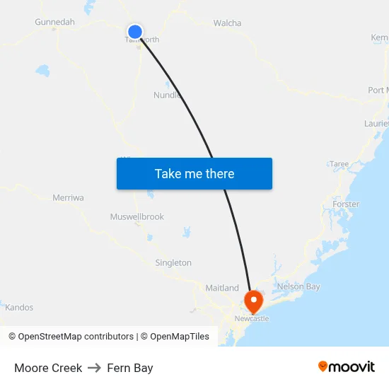 Moore Creek to Fern Bay map