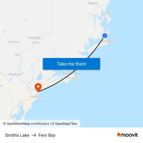 Smiths Lake to Fern Bay map