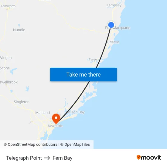 Telegraph Point to Fern Bay map