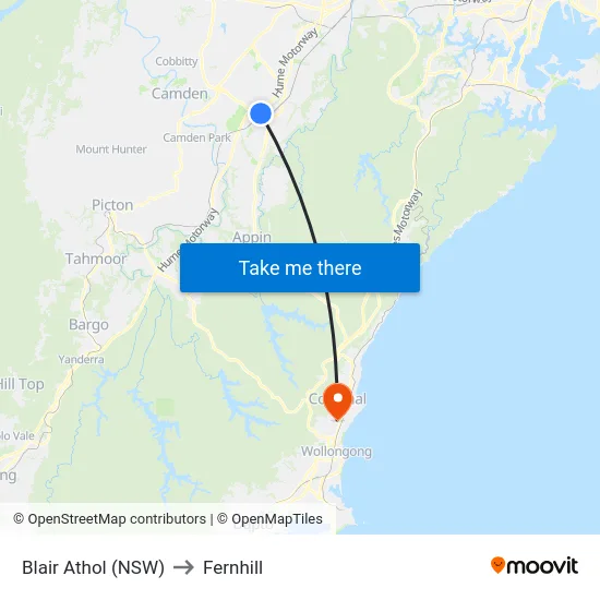Blair Athol (NSW) to Fernhill map