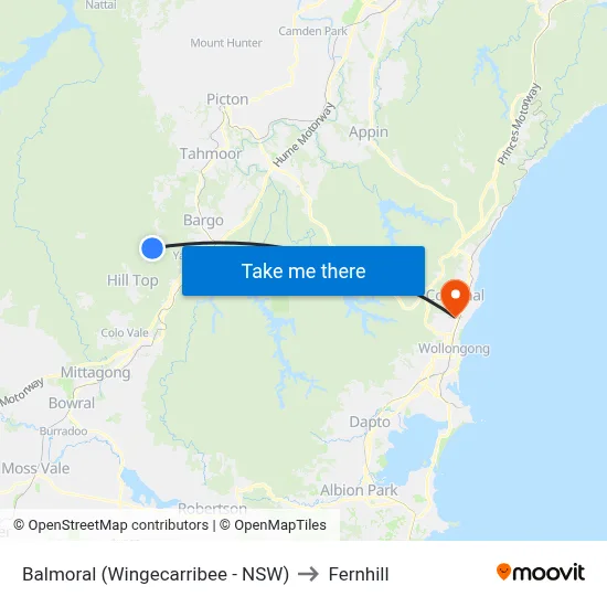 Balmoral (Wingecarribee - NSW) to Fernhill map