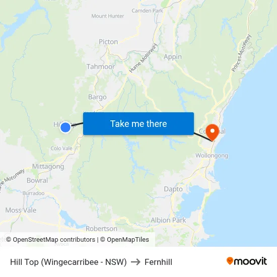 Hill Top (Wingecarribee - NSW) to Fernhill map