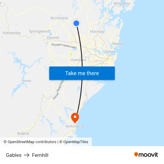 Gables to Fernhill map