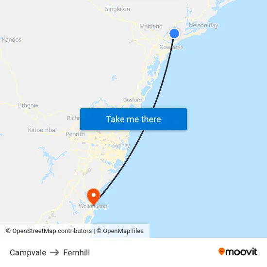 Campvale to Fernhill map