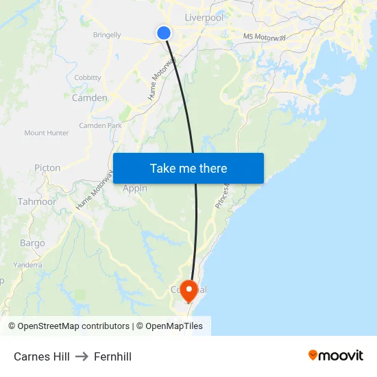 Carnes Hill to Fernhill map