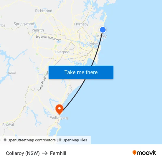Collaroy (NSW) to Fernhill map