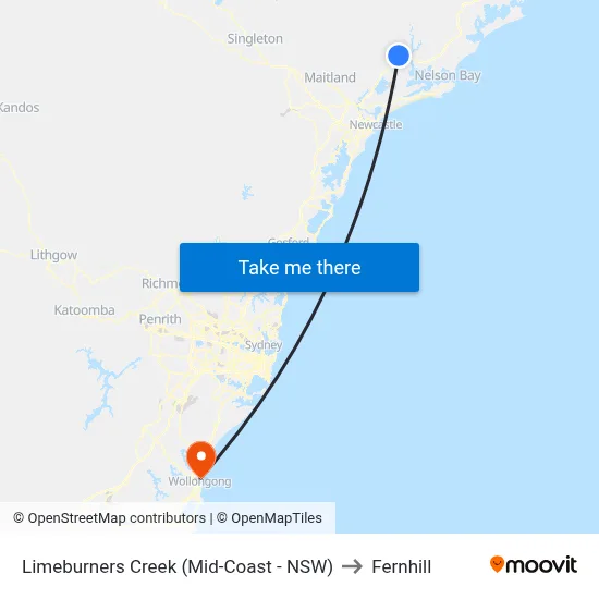 Limeburners Creek (Mid-Coast - NSW) to Fernhill map