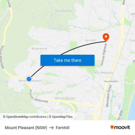 Mount Pleasant (NSW) to Fernhill map