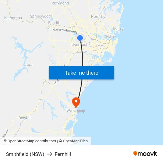 Smithfield (NSW) to Fernhill map