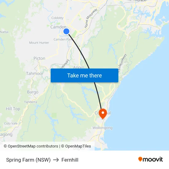 Spring Farm (NSW) to Fernhill map