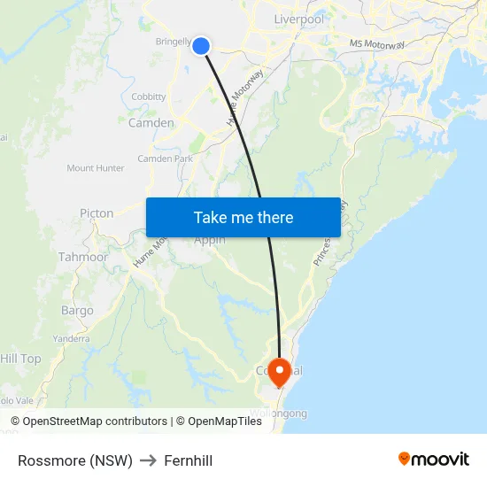 Rossmore (NSW) to Fernhill map