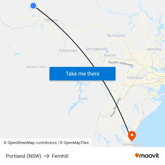 Portland (NSW) to Fernhill map