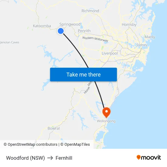 Woodford (NSW) to Fernhill map