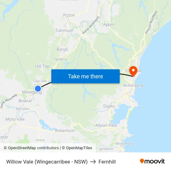 Willow Vale (Wingecarribee - NSW) to Fernhill map
