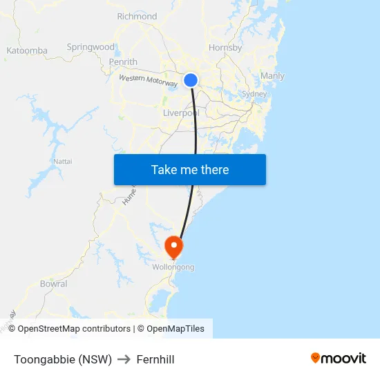 Toongabbie (NSW) to Fernhill map