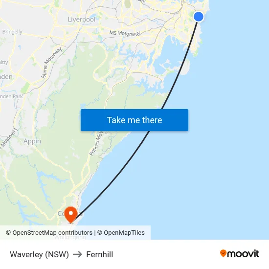 Waverley (NSW) to Fernhill map